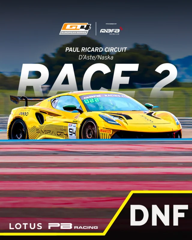 RACE 2 RESULTS 😓 Sadly after a contact in the first stages of the race, our Emira GT4 was forced to retire.💥

But our team is strong, the car is there, our drivers too.🔥

👉PB Racing is ready to give everything in the next races of the year🔝 Zandvoort? We are READY FOR YOU!✨

👀stay tuned for more!

#pbracing #lotuscars #lotus #emiragt4 #albertonaska #naska @stefanodaste @albertonaska @gt4europeanseries