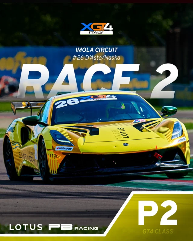Good Morning Imola!☀️We have a DOUBLE PODIUM for You!🇮🇹

👉Amazing performance from our drivers and team! We have secured a Pouble podium with our @lotuscars Emira GT4 in RACE 2, with more knowledge and miles to understand better the new car!

🚗 Our BOSS @stefanodaste was involved in a little accident at the start, Which compromised the possibility of victory, but his experience brought the duo with @albertonaska to second place!

🔥We are strong and ready to race! Let’s see you on track for the next round of the @fxseries_gt4 xGT4 Championship! And stay tuned because…. Zandvoort is around the corner for the European GT4 championship!

#pbracing #albertonaska #naska #racing #motorsport #motorsports #imola #autodromoimola #lotuscars #lotusemira #emiragt4 #lotusemiragt4